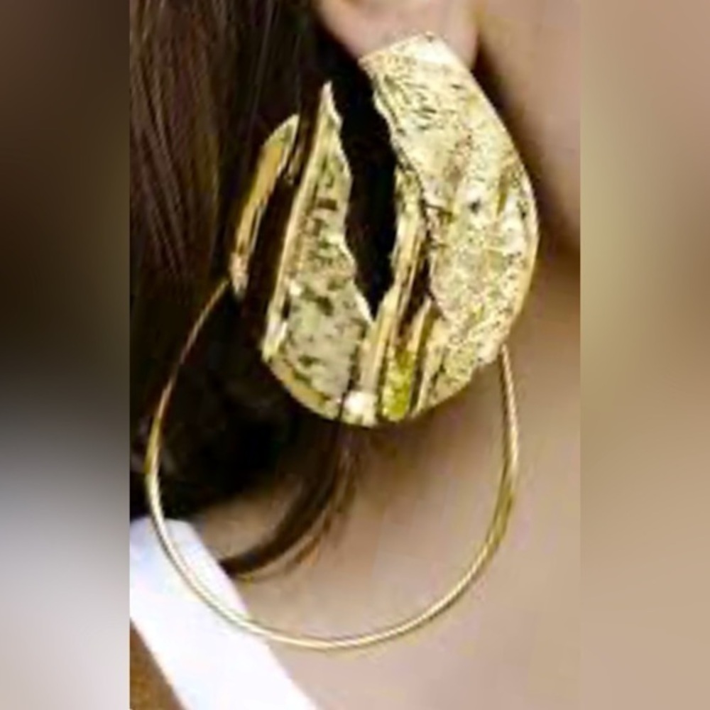 - Zara gold textured hoop earrings